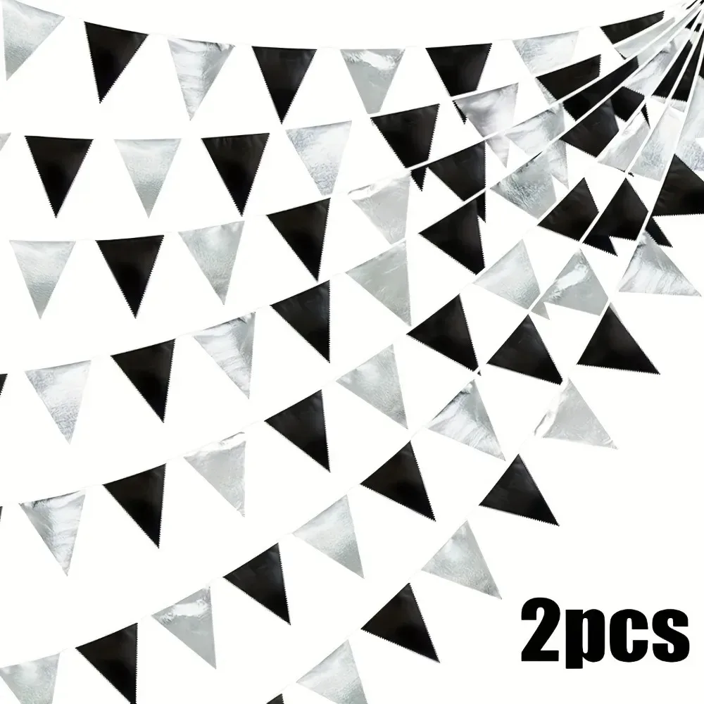 

2-Pack Black & White Plastic Ribbon Flags - Perfect for Weddings, Birthdays, and Holiday Celebrations!
