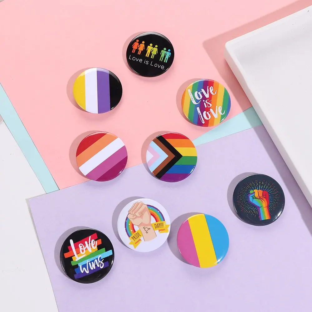 LGBT Rainbow Gay Pins Tinplate Badge Lapel Denim Hat Brooches Men Women Collar Pin Jewelry Accessories