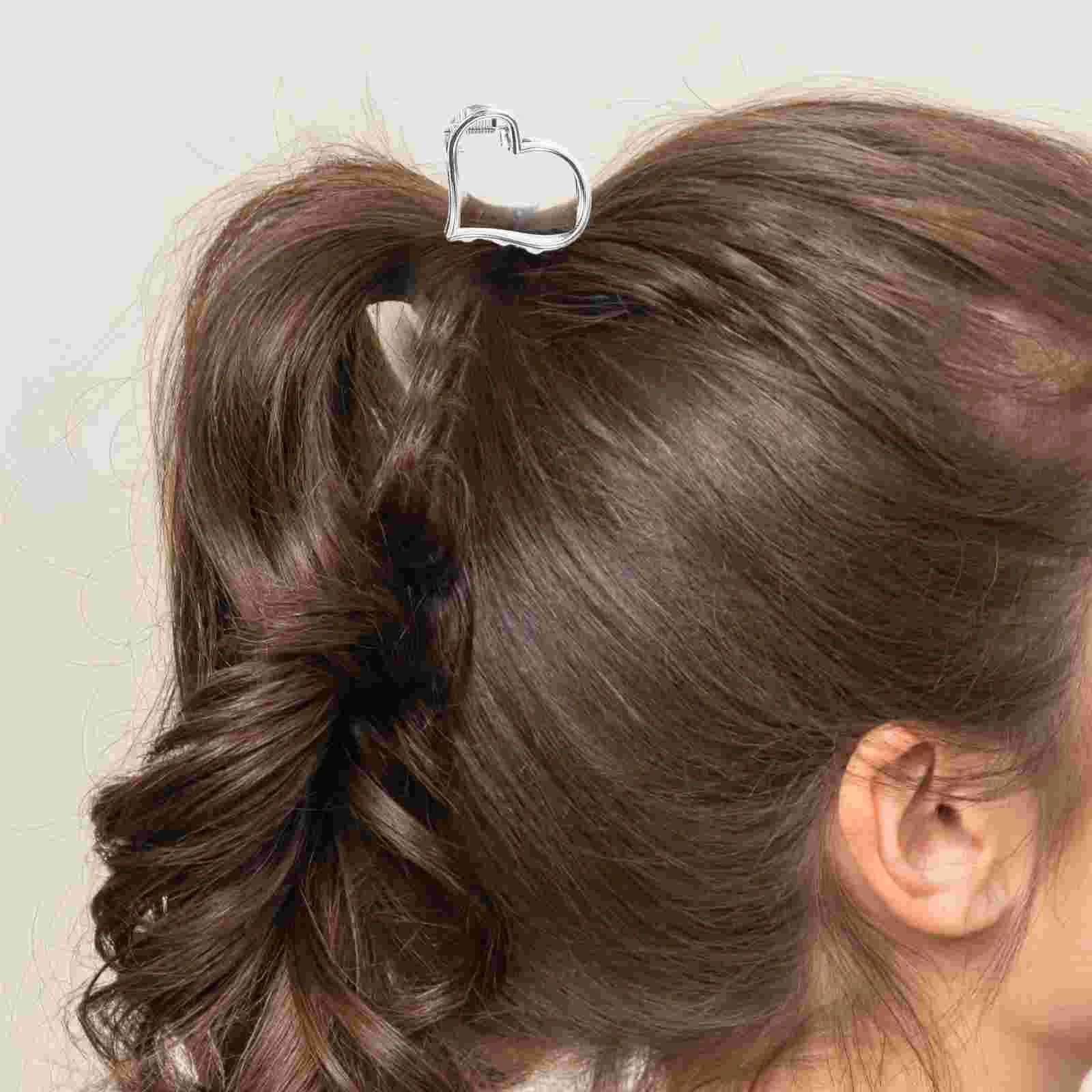 

4 Pcs Black Hair Clips Barrettes Women Headdress Heart-shaped Fashion Headwear for