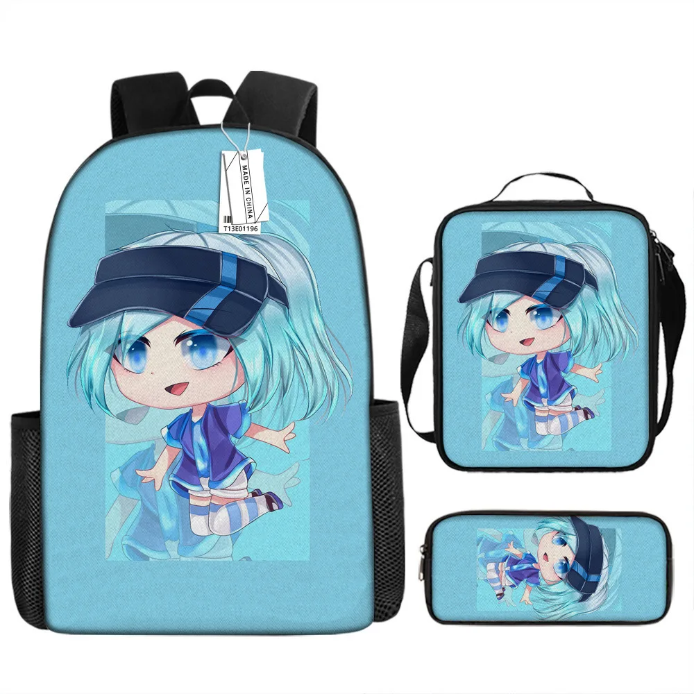 

Cartoon Popular Novelty Gacha 3D Printed 3pcs/Set Student School Bags Laptop Daypack Backpack Crossbody Lunch bag Pencil Case