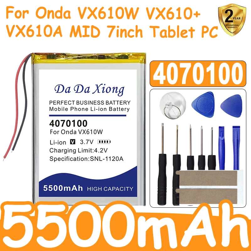 

100% новый аккумулятор для планшета 5500 мАч 4070100 для Onda VX610W VX610 + VX610A MID 7-дюймовые аккумуляторы для планшетных ПК