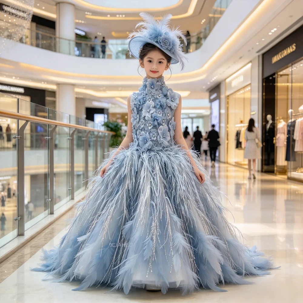 Kids Girls Party Dress Princess ChildrenFlower Girl Wedding Piano Recital Host Birthday Gown for Pageant Formal Dresses Costume