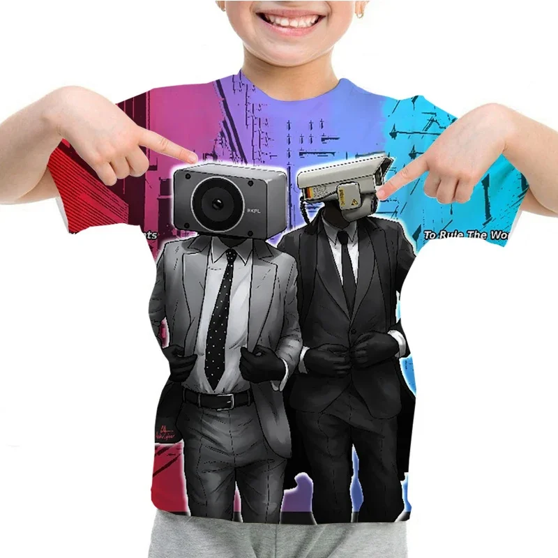 New Summer 3D Printing Game Skibidi Toilet Cameraman T Shirt For Men Kid Fashion Funny Short Sleeves Vintage Tee Shirts Clothing