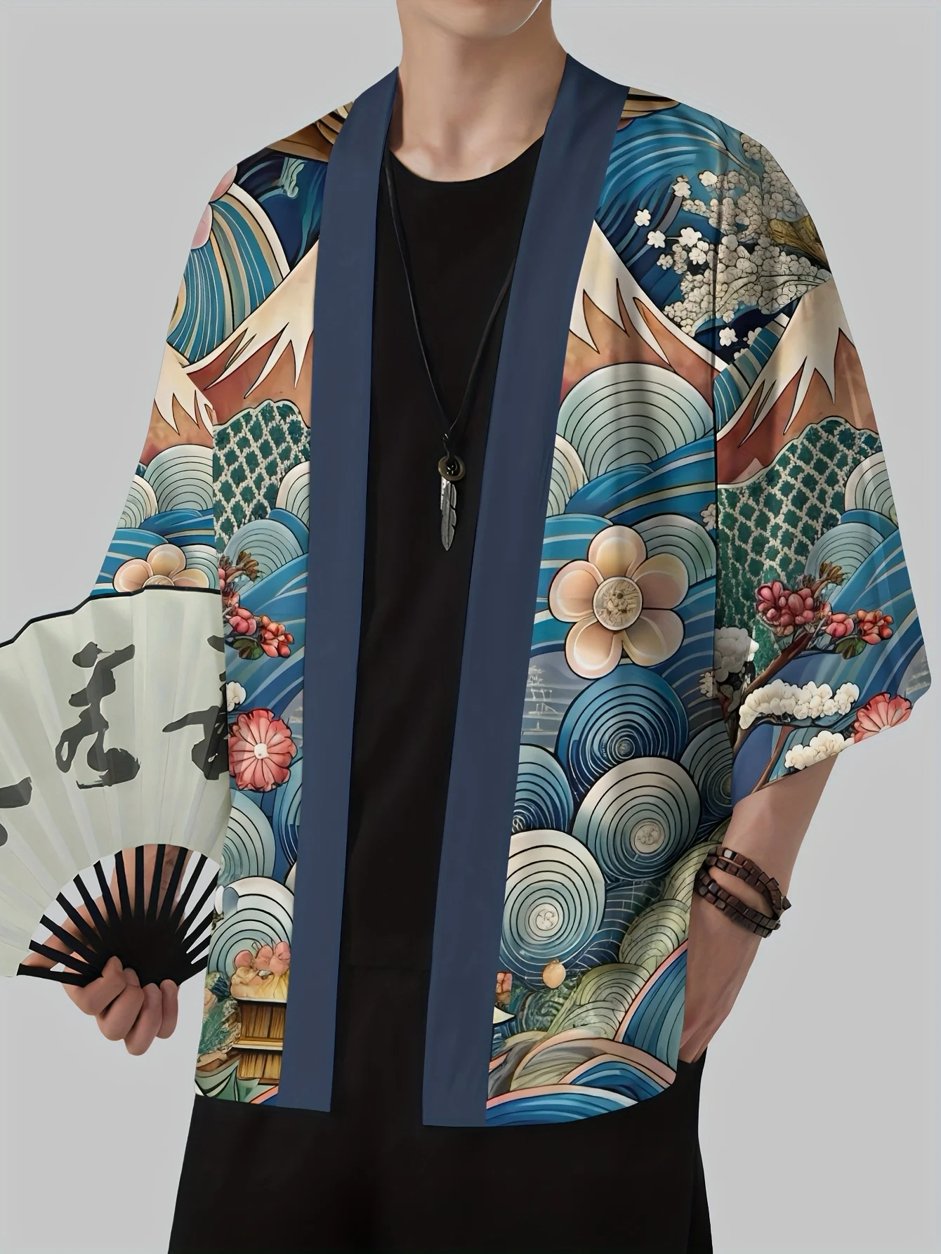 2025 Japanese Kimono for Men Traditional Japanese Relief Culture  Printed Robe Yukata Japanese Clothing Casual Loose Kimono