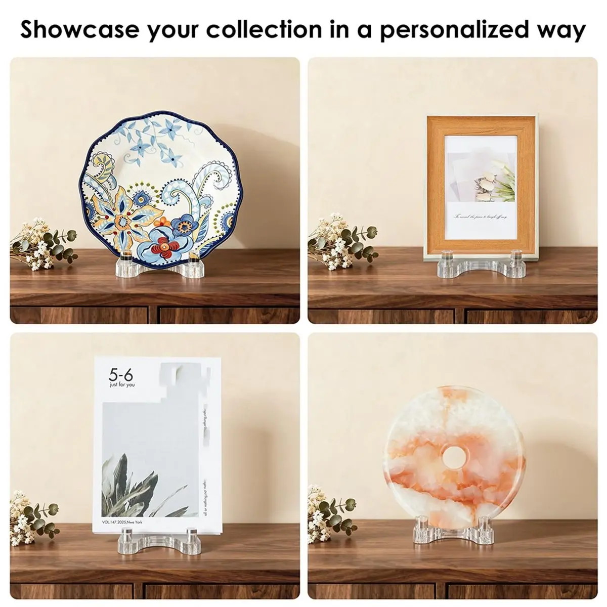 

Подставки для тарелок в упаковке, регулируемая акриловая подставка, фоторамки и произведения искусства - прозрачный устойчивый держатель