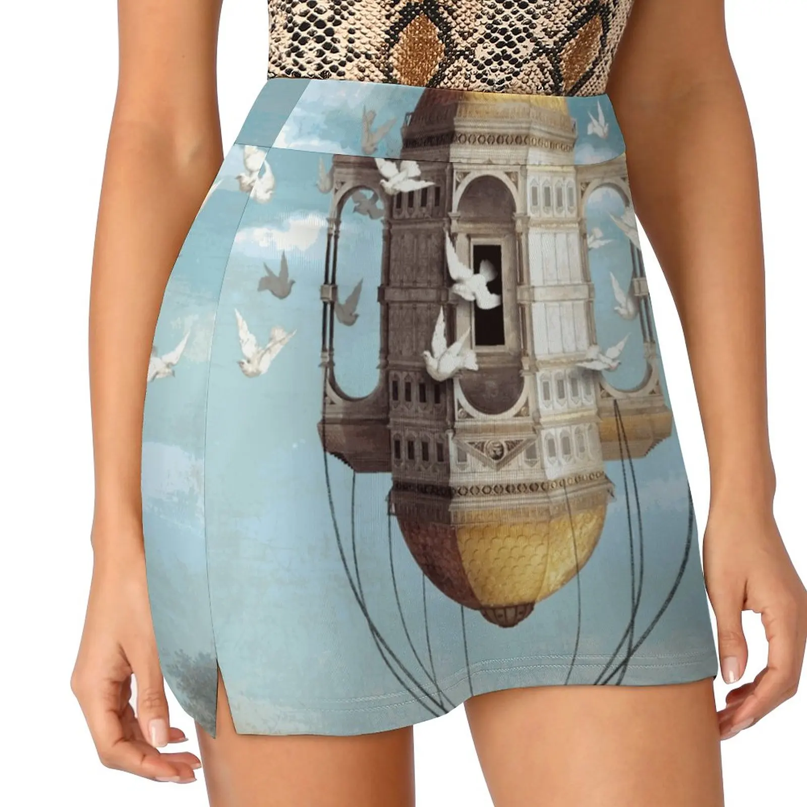 Imaginary Traveler Women's skirt Aesthetic skirts New Fashion Short Skirts Journey Desert Sky Heaven Earth Clouds Elephant