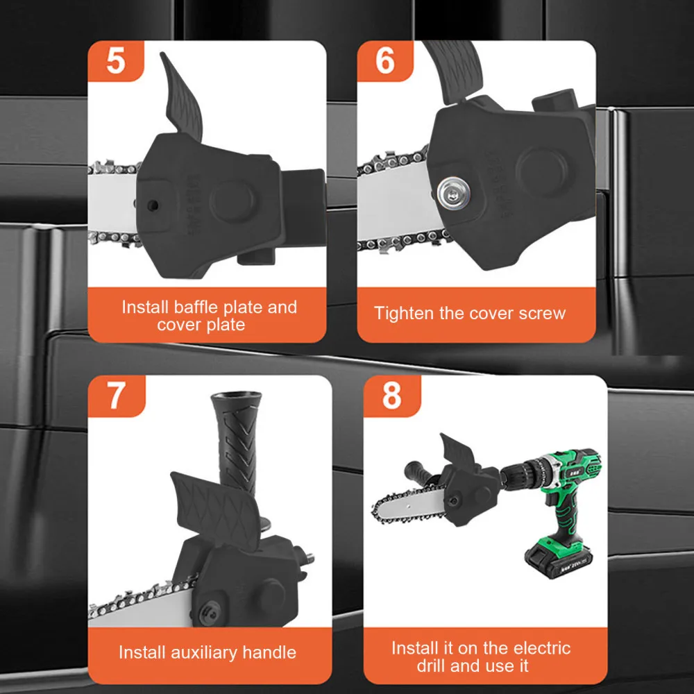 Imagem -03 - Broca de Mão Modificado para Elétrica Motosserra Adaptador Ferramenta Carpintaria Substituição Polegadas Poda Serra Portátil Conversão Cabeça Kits