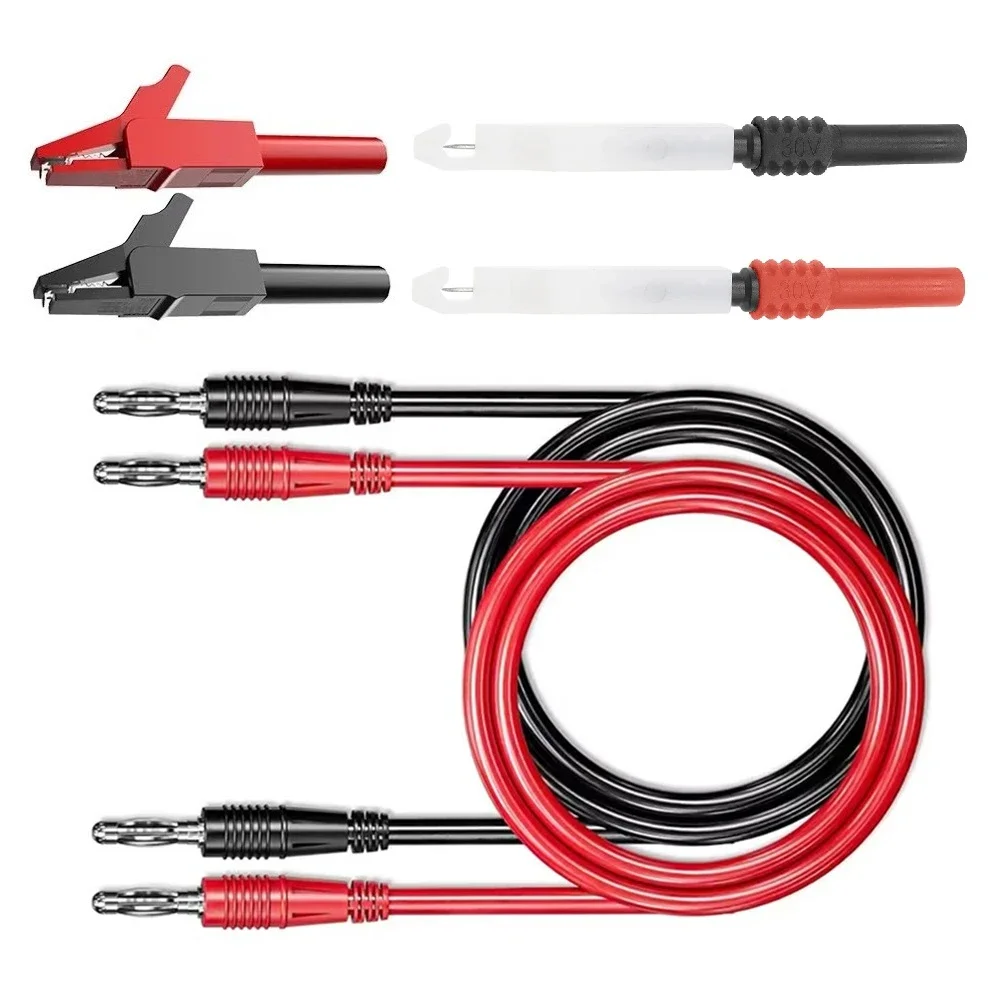 Multimeter-Prüfkabel-Set Digitale Elektrische Prüfspitzen mit Krokodilklemmen Testpinzetten Drahtdurchdringende Rückspitzen