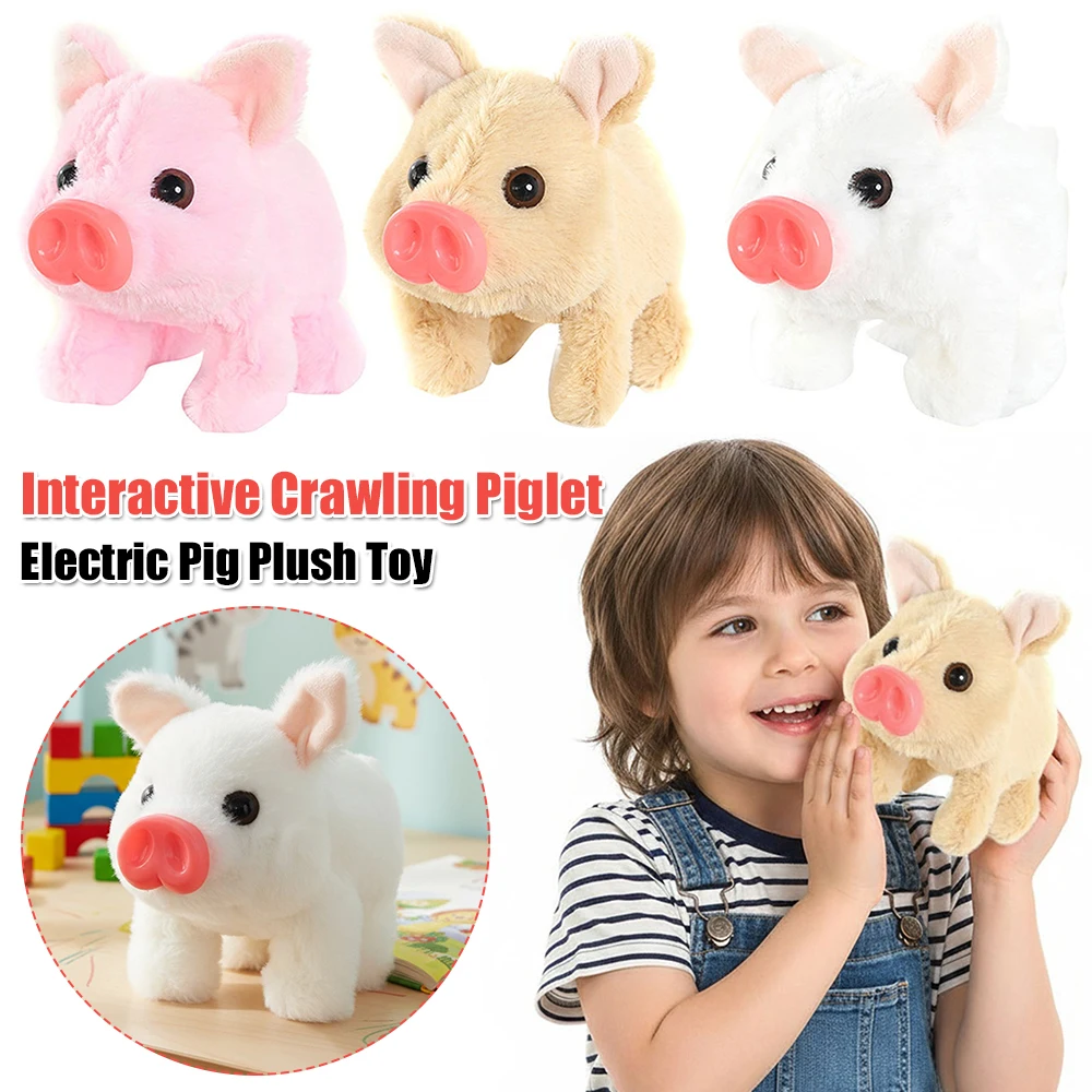 Electric Pig Plush Realistic Toy with Wagging Tail & Twitching Nose & Oink Sounds Interactive Electronic Pig Toy for Men Women
