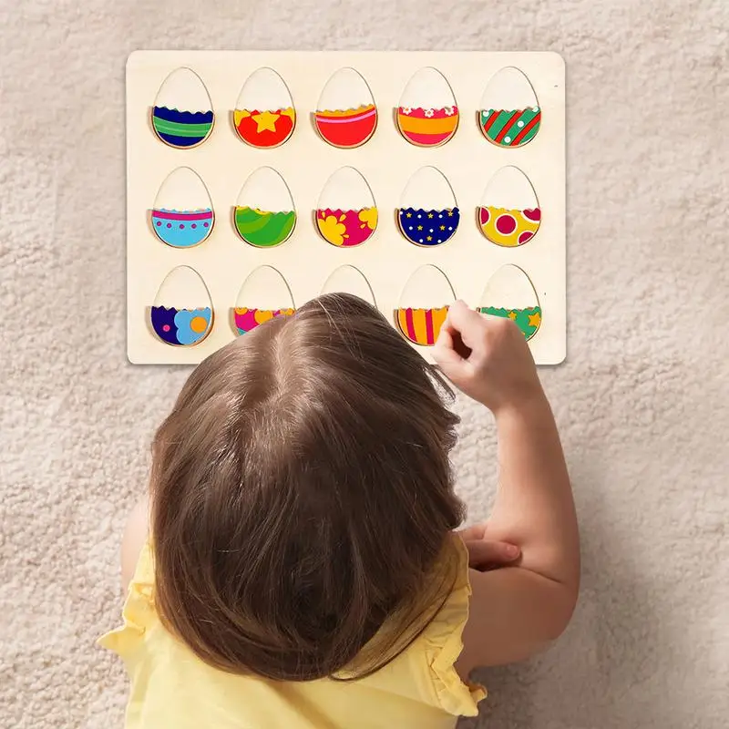 

Color Matching Toys Wood Egg Shape Color Match Games Multifunctional Early Learning Activities Interactive Board Game For