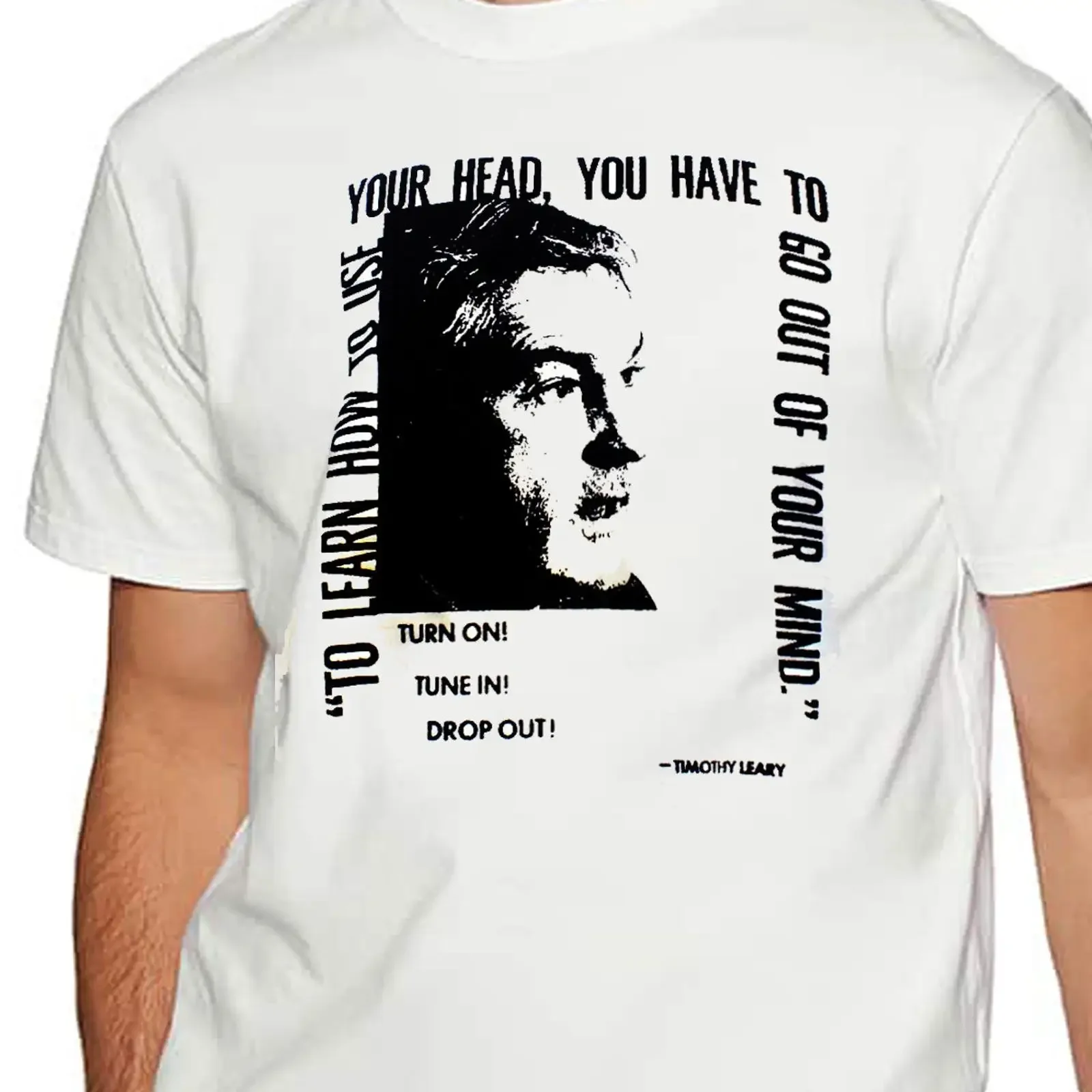 Timothy Leary t shirt vintage Washed Breathable Versatile Slightly streetwear fashion homme Unisex Soft Casual Stretched