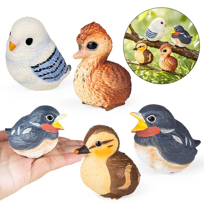 Oenux Realistic Cute Bird Figurine Swallow Ostrich Budgie Mallard Model Simulation Animal Statue Desk Home Decor Display