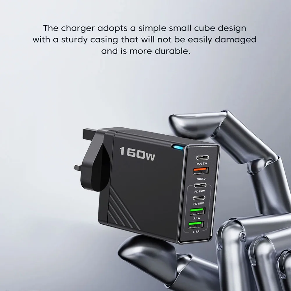 160 واط USB نوع C شاحن متعدد المنافذ شحن سريع شاحن الهاتف المحمول محول آيفون هواوي Xiaomi سامسونج شاحن الجدار السريع