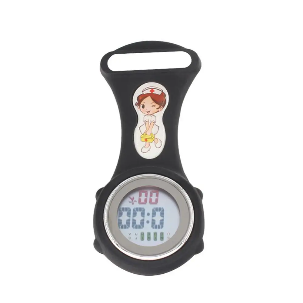 Montre numérique de poche Shoous Fob pour femme, mini calendrier en silicone, montre d'infirmière, médecin, horloge médicale de poche