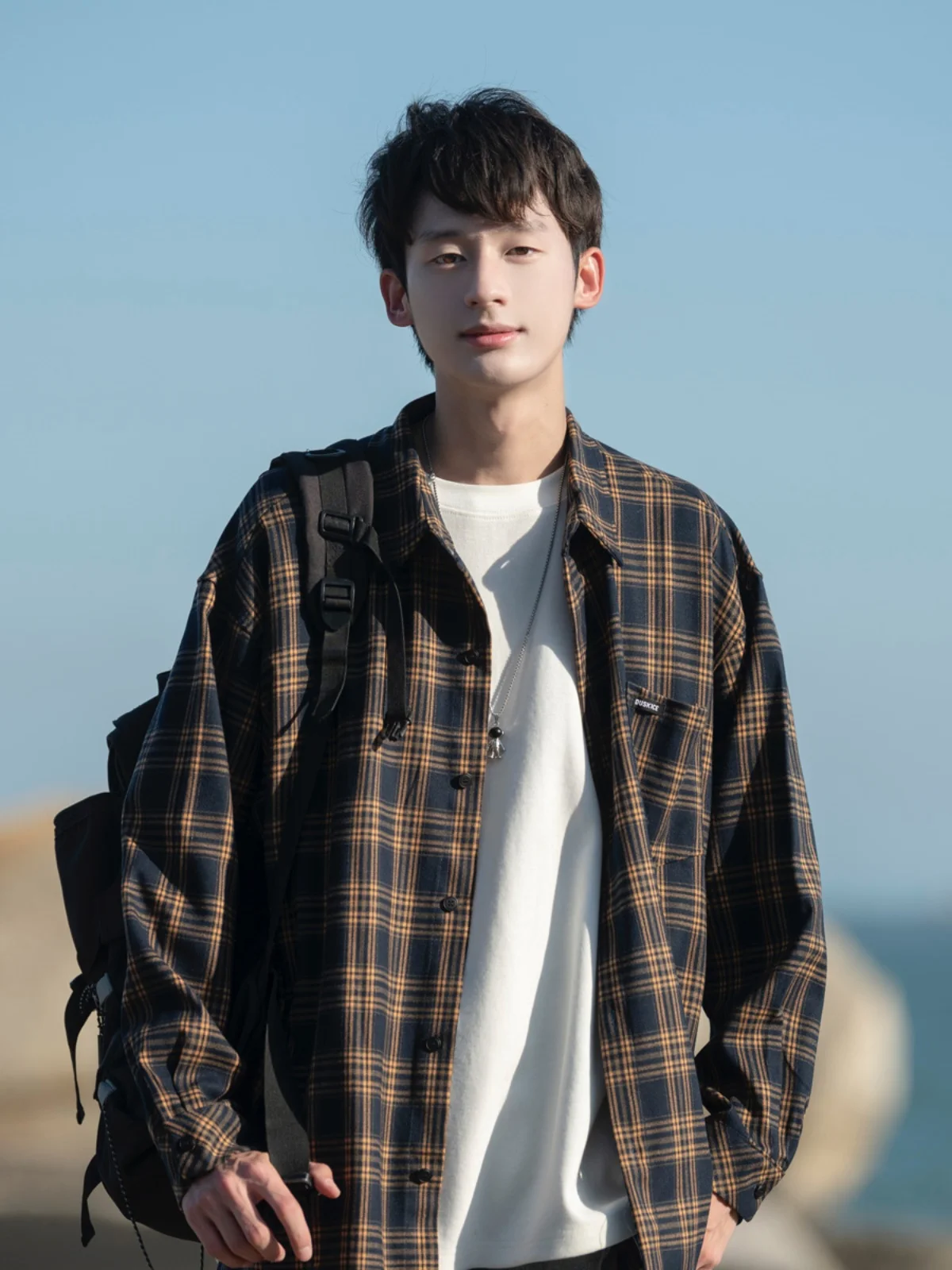 

Retro y Plaid Long Sve irt Men's Loose Casual Workwear irt Coat Autumn Spring Season ex Cheered Pattern