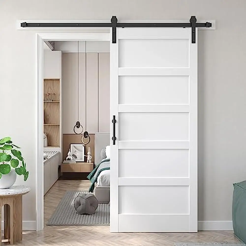 36x84 inch White Barn Door with Sliding Hardware Kit Included & Handle Solid Wood MDF PVC Surface DIY Easy Installation Great