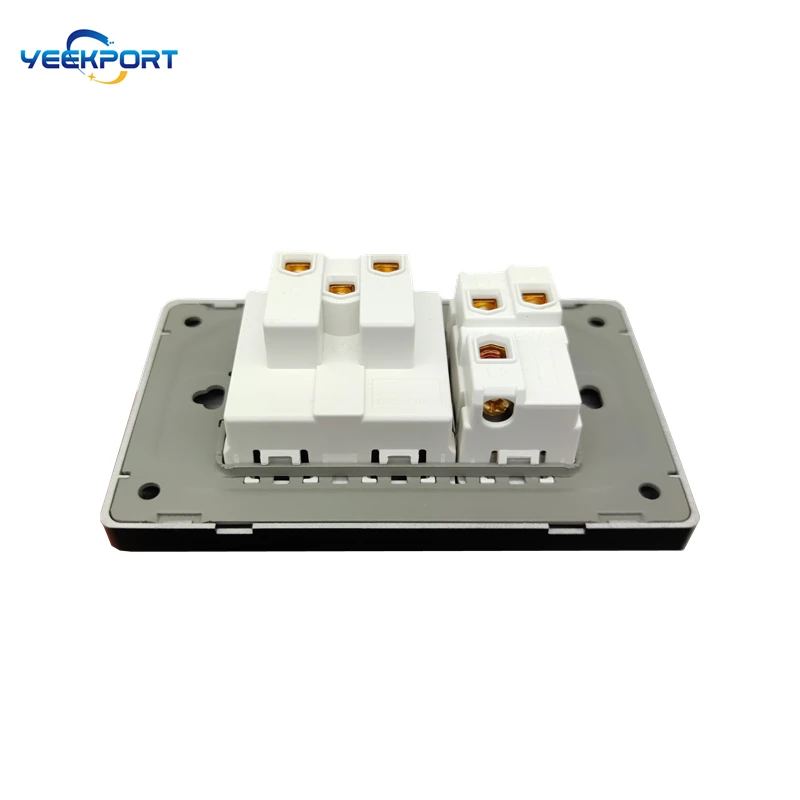 118mm EU Haushalt Deutscher Standard Graue PC Flammhemmende Platte 16A 2-Loch-Steckdose mit Schalter-Kombination – Detail 5