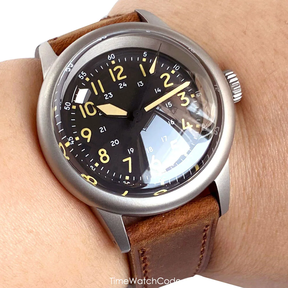 Japan NH35A Pilot Watch Retro Men Watch Diving 36mm Automatic Movement Mechanical Luminous Sapphire Bubble Crystal Waterproof