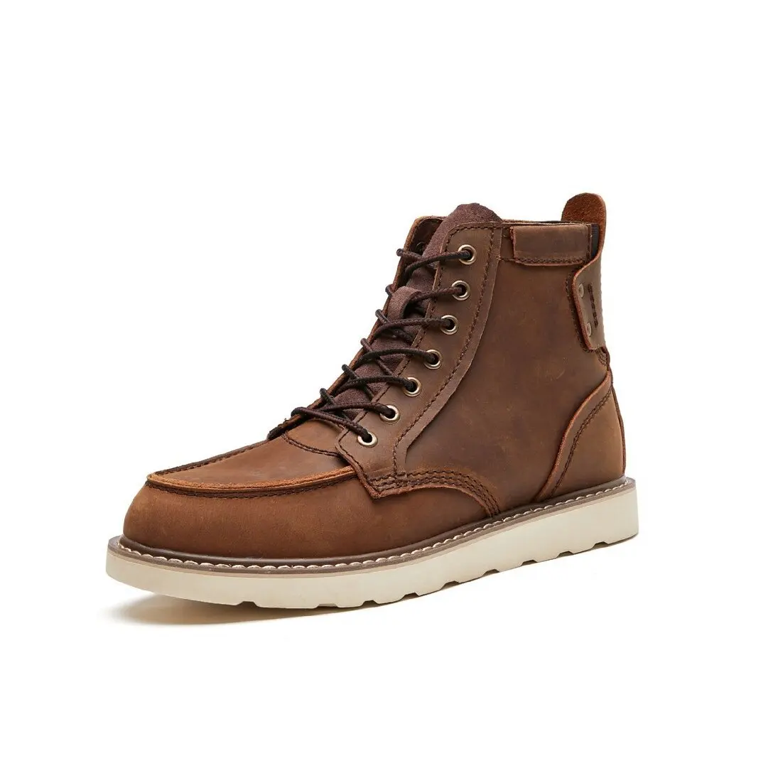 A065 Size 39-44 New Casual Men Fashion Reto Tooling Boots Lace Up Leisure Vintage Shoes Crazy Brown Man Footwear 2023