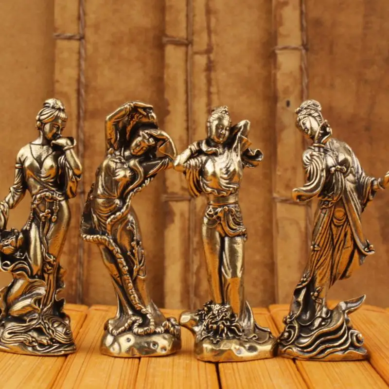 (BF06)1Pc Xishi Diaochan Wang Zhaojun Yang Yuhuan Retro Decoration Desktop Craft Ornament Four Beautiful Women Figure Home Decor