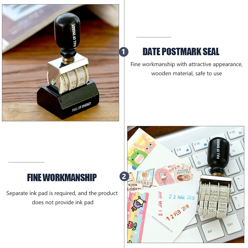 Date Stamp Postage Stamps Scrapbooking Portable School Stationery Number DIY Iron Roller Knob for