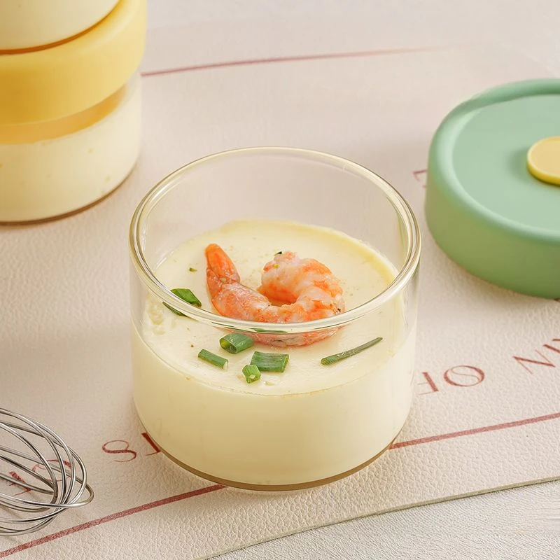 Glass Steamed Egg Bowl with High Temperature Resistance with Lid Household Baby Food Bowl Glass Stewed Gu Food Packaging Box