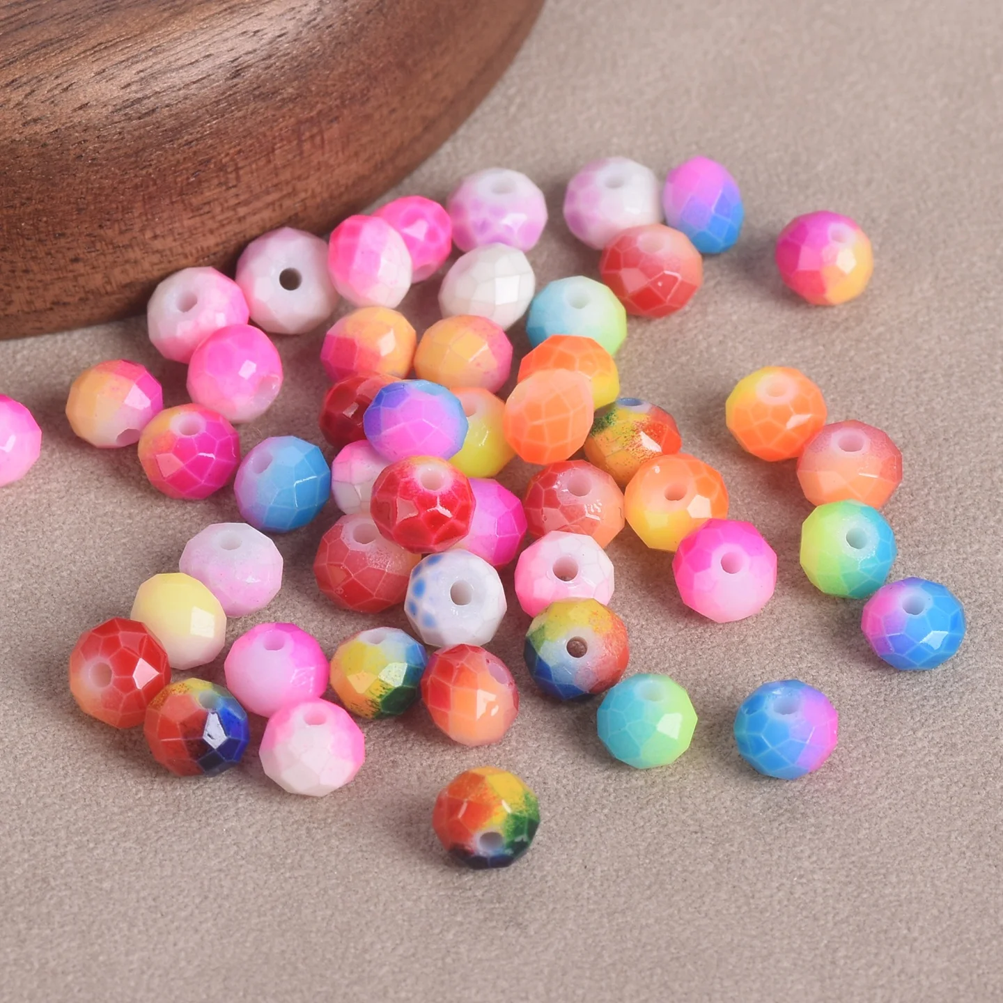 

100pcs Rondelle Faceted Rainbow Coated Opaque Glass 6mm(6x4mm) Loose Spacer Beads For Jewelry Making DIY Crafts Findings