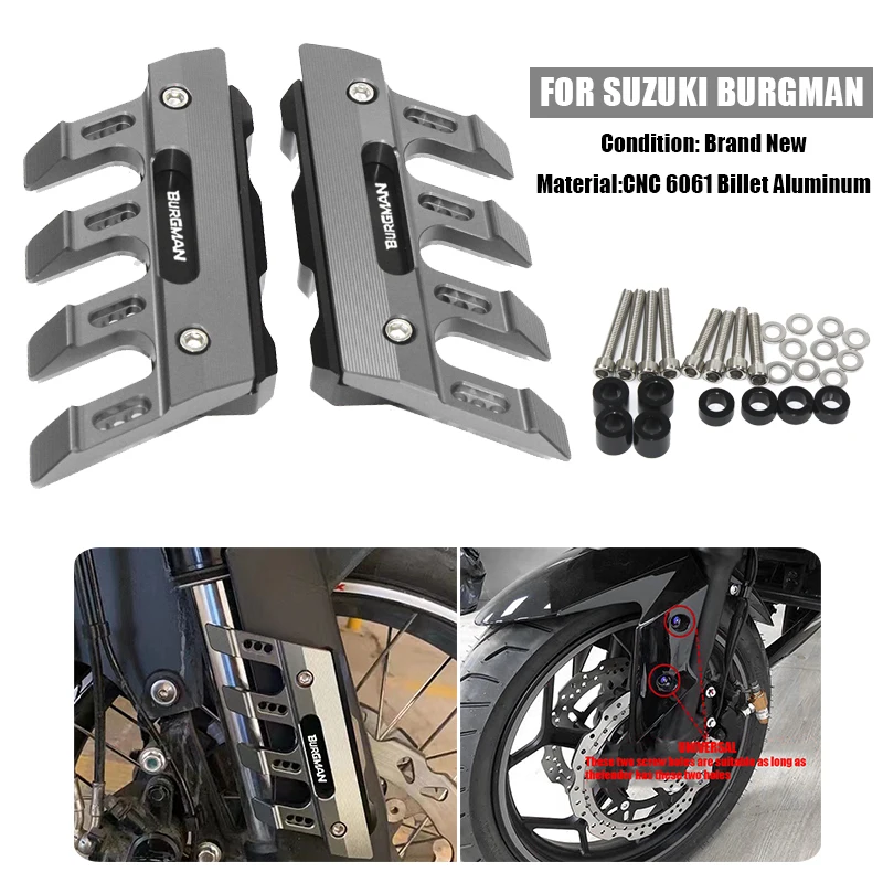 

With Logo For Burgman 650 125 150 200 250 400 Motorcycle Front Fork Protector Fender Slider Guard Accessories Mudguard