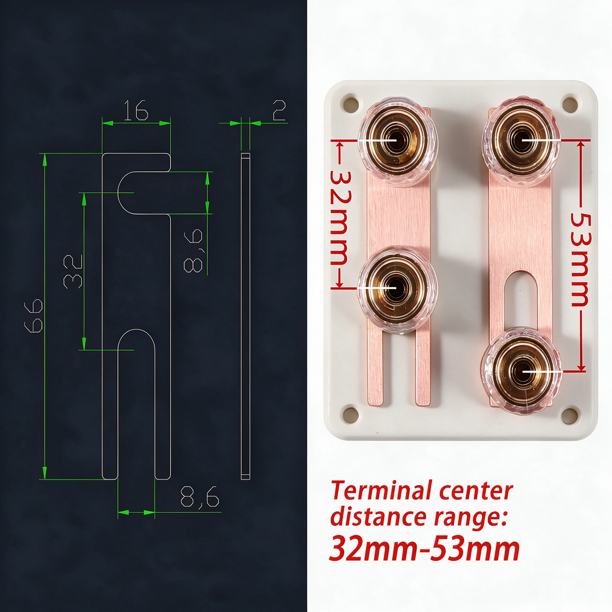 4Pcs XSSH HIFI Speaker Binding Post Jumper Plate Pure Copper Gold Plated Audio Terminal Connector for Speaker Box DIY Audio