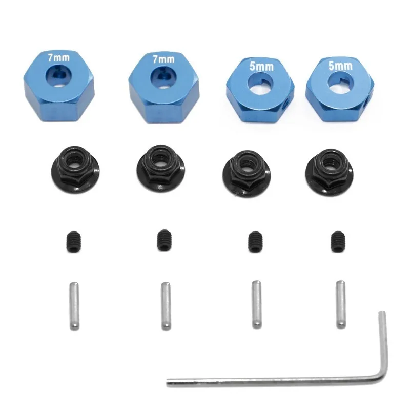 Pasadores de bujes de rueda hexagonales de Metal y juego de tuercas de seguridad con bridas M4 para Trxs Slash 2WD 1/10 piezas de mejora reemplazar 1654 3654