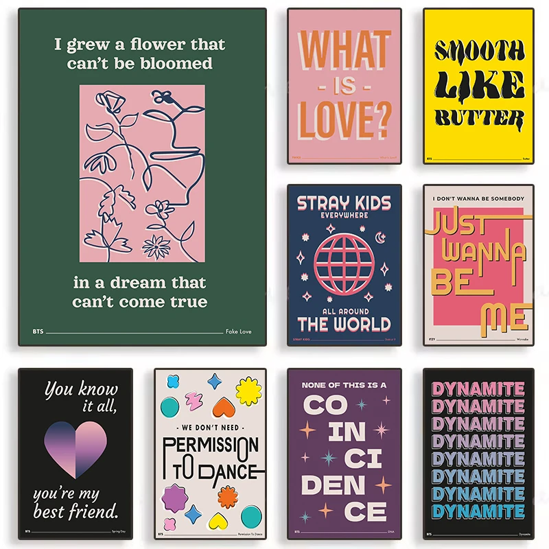 بساطتها الساخن Kpop ألبوم الموسيقى مستوحاة كلمات الحب الكرتون التوضيح المشارك حائط لوح رسم الفن صور ديكور المنزل #1