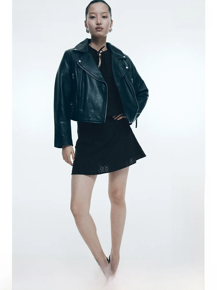 

Модная юбка H&M с ажурной вышивкой, высокая талия, хлопок, весна-лето, повседневная одежда, элегантный женственный стиль
