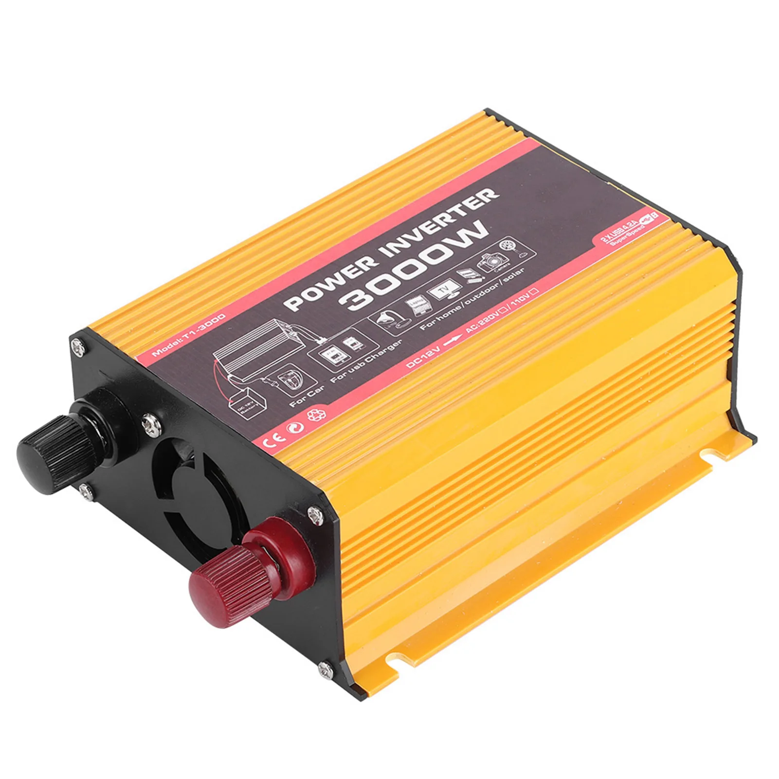 Car Inverter Modified Sine Wave Interver Automobile Power Converter Sine Wave Transformer 3000W Dual USB Auto Power Converter