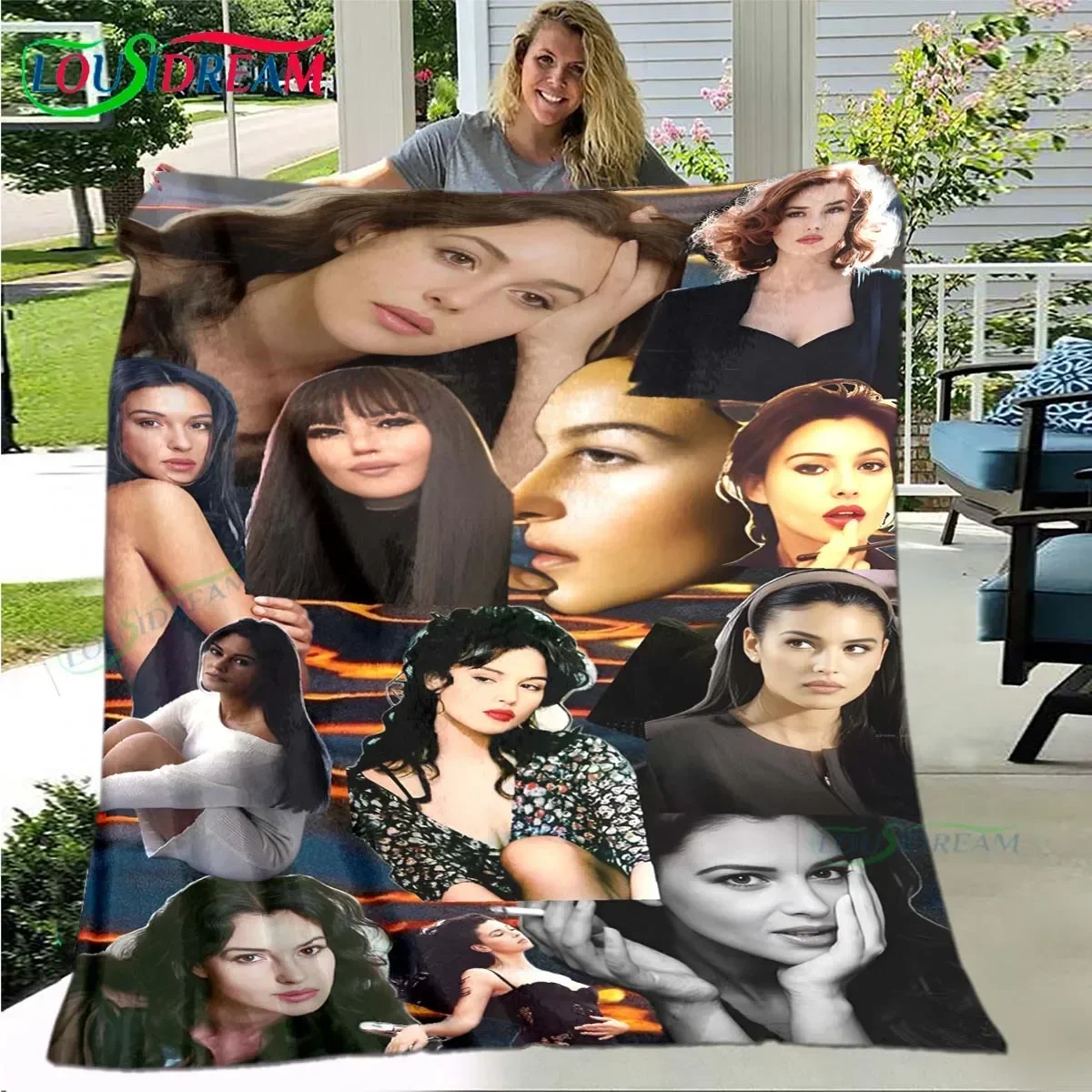 

Italy Female Model M-Monica B-Bellucci Four Seasons Blanket Sofa Cover Travel Bed Plush Blanket Travel Office Break Blanket Gift