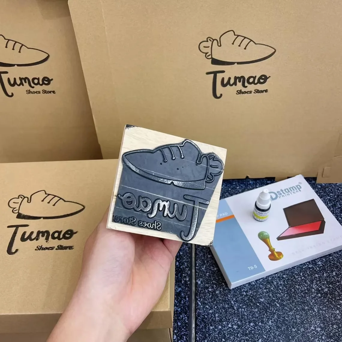 Custom Logo Stamp Wooden Rubber Seal Personalized Wedding Party Packaging Stamp Business Logo for Office Craft DIY | Free Design