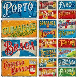 Artisian Portugal Landmark License Plate City Metal Sign Decorative Vehicle Plate Wall Decor Garage Bar Pub Club Hotel Cafe