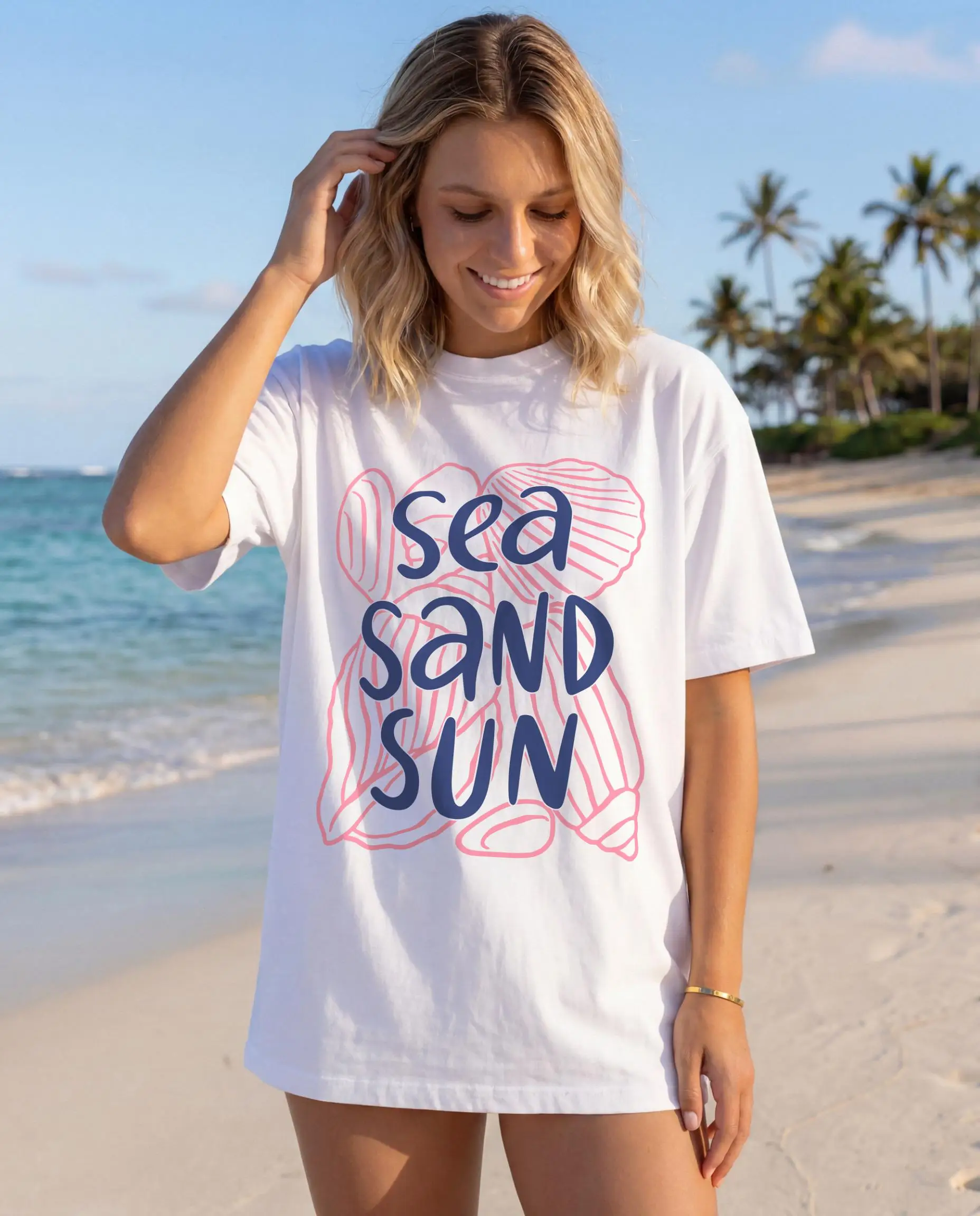 Beach Shirt for Women, Sea Sand Sun Summer Vacation Graphic Tee Aesthetic Beach Shirt Girls Summer Shirt Cute Beach Shirt