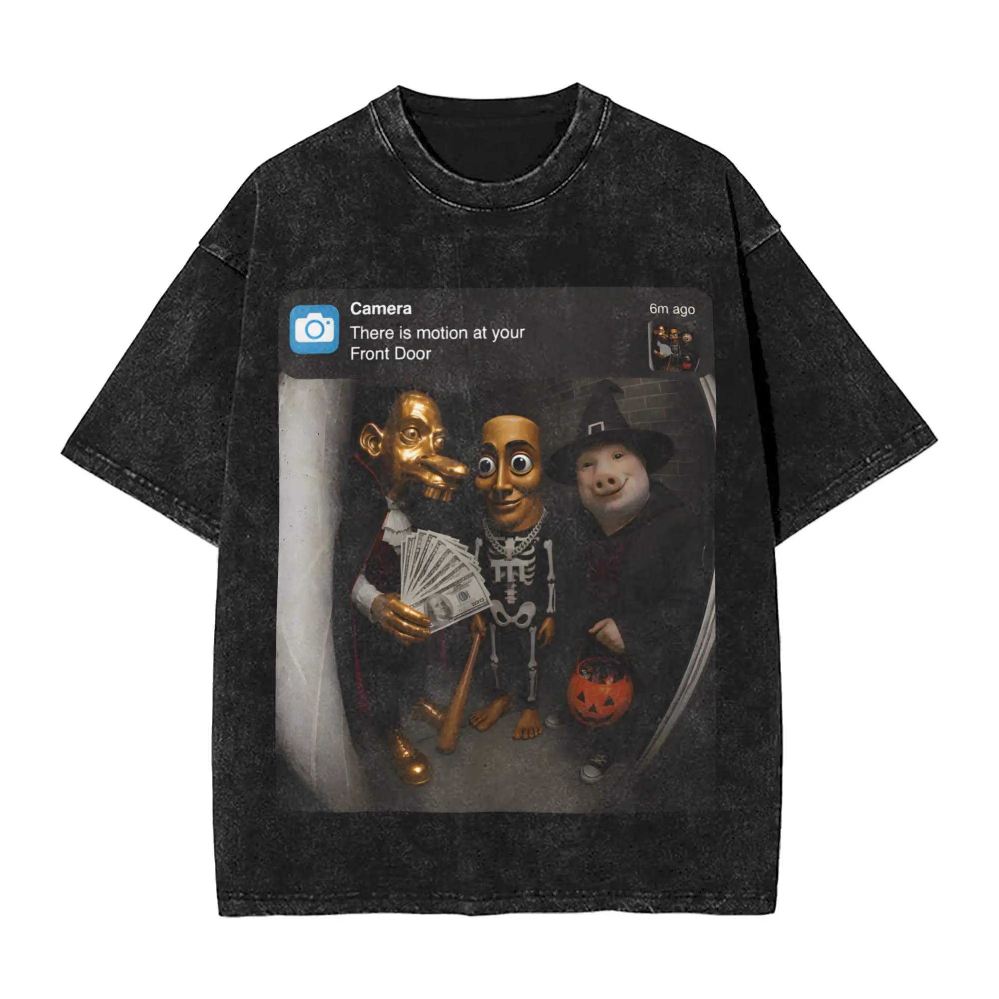 There is Motion at Your Front Door Neegy Funky Ehh Meme  Washed T Shirt Streetwear Hip Hop Cool T-Shirt  Tees Tops Men Women