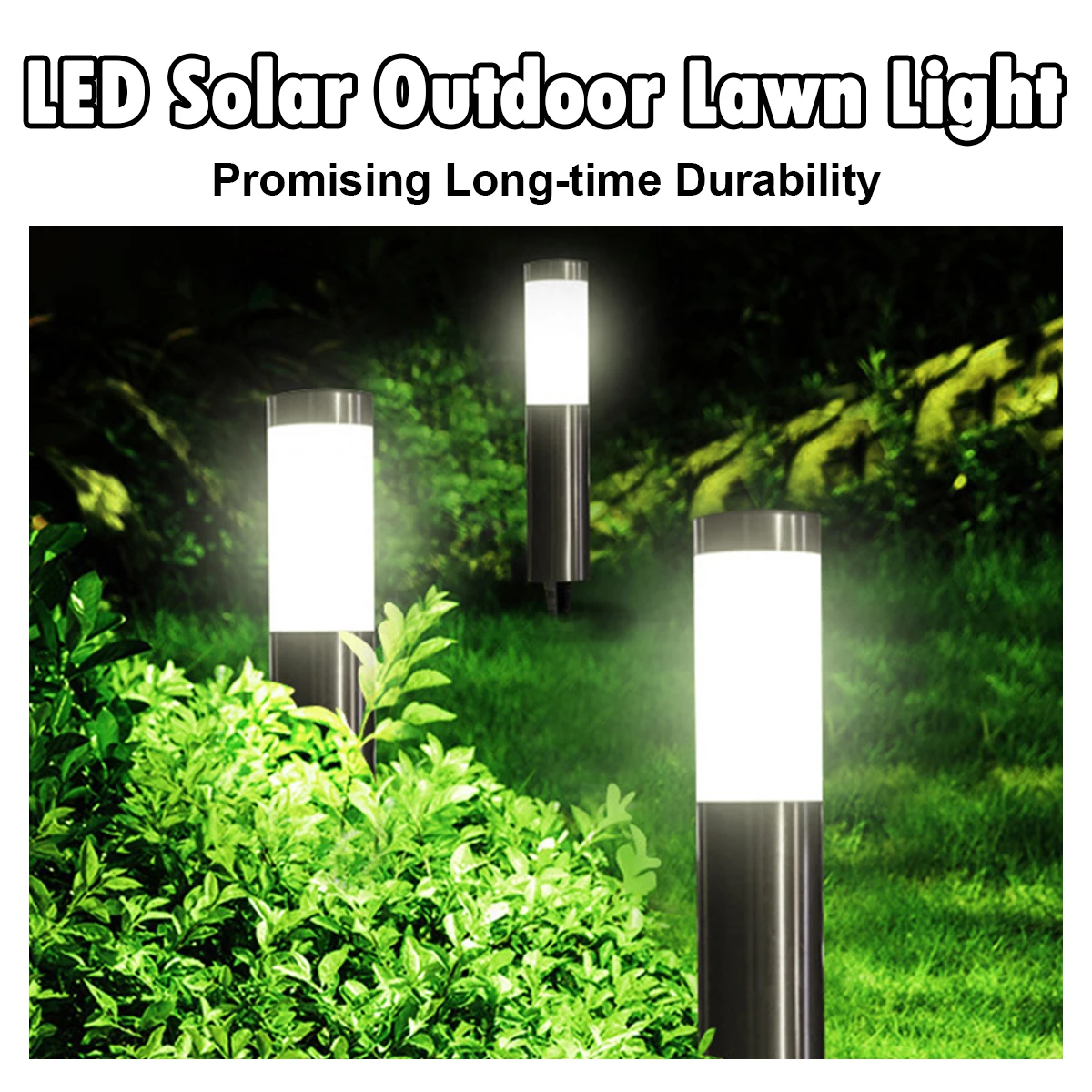 37.5*6cm 3leds Solar Garden Light Cylindrical Lights Lighting Exterior Warm-white Terrace Auto Landscape Outdoor Control Lantern