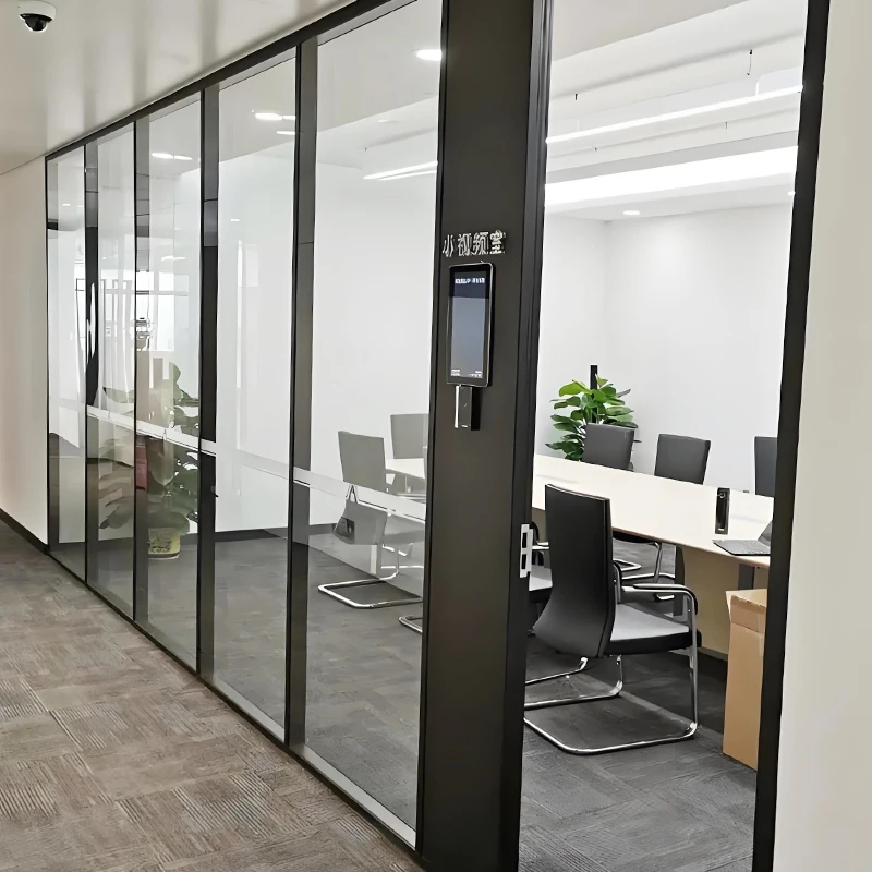 

Aluminium Room Dividers Partitions Screen Movable Soundproof Office Partition Glass Wall With Blinds