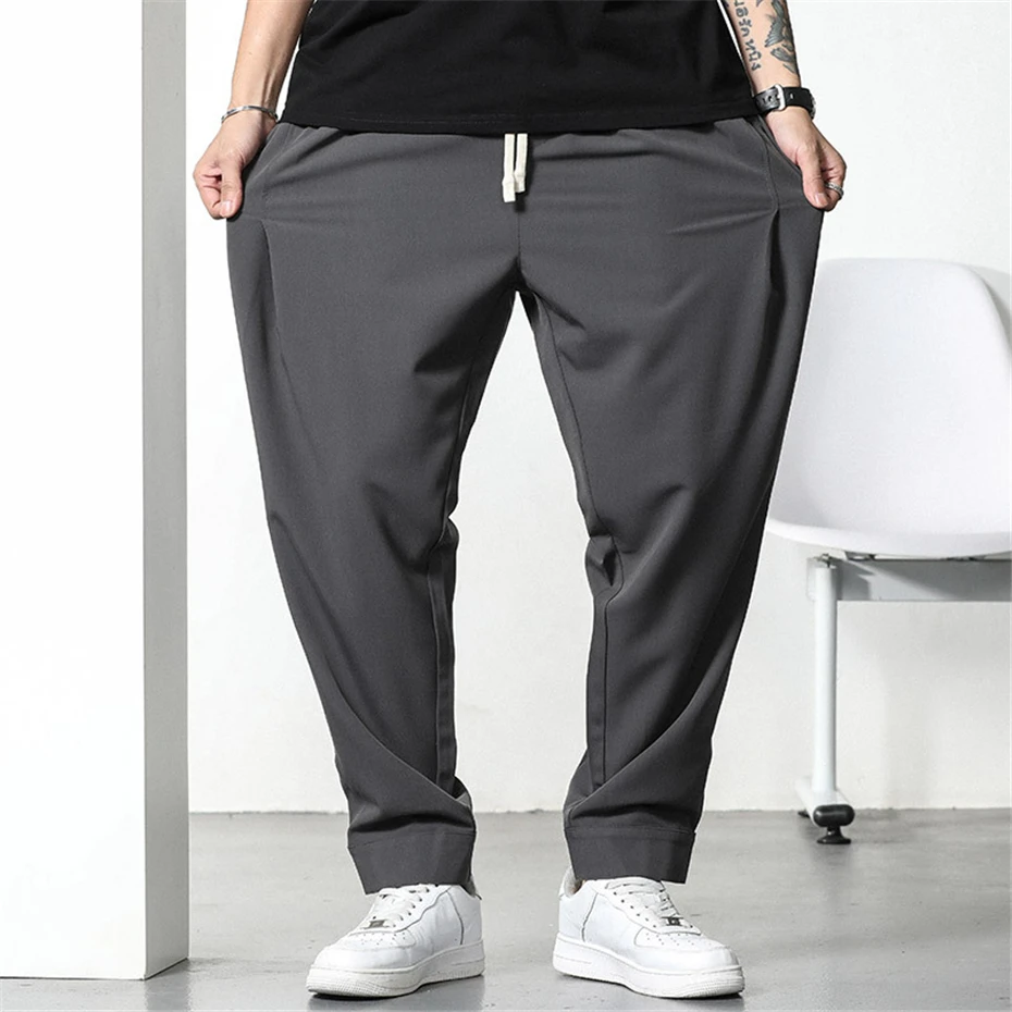 Solid Color Jogger Pants Men Plus Size 6XL Pants Spring Autumn Fashion Casual Elastic Waist Trousers Male