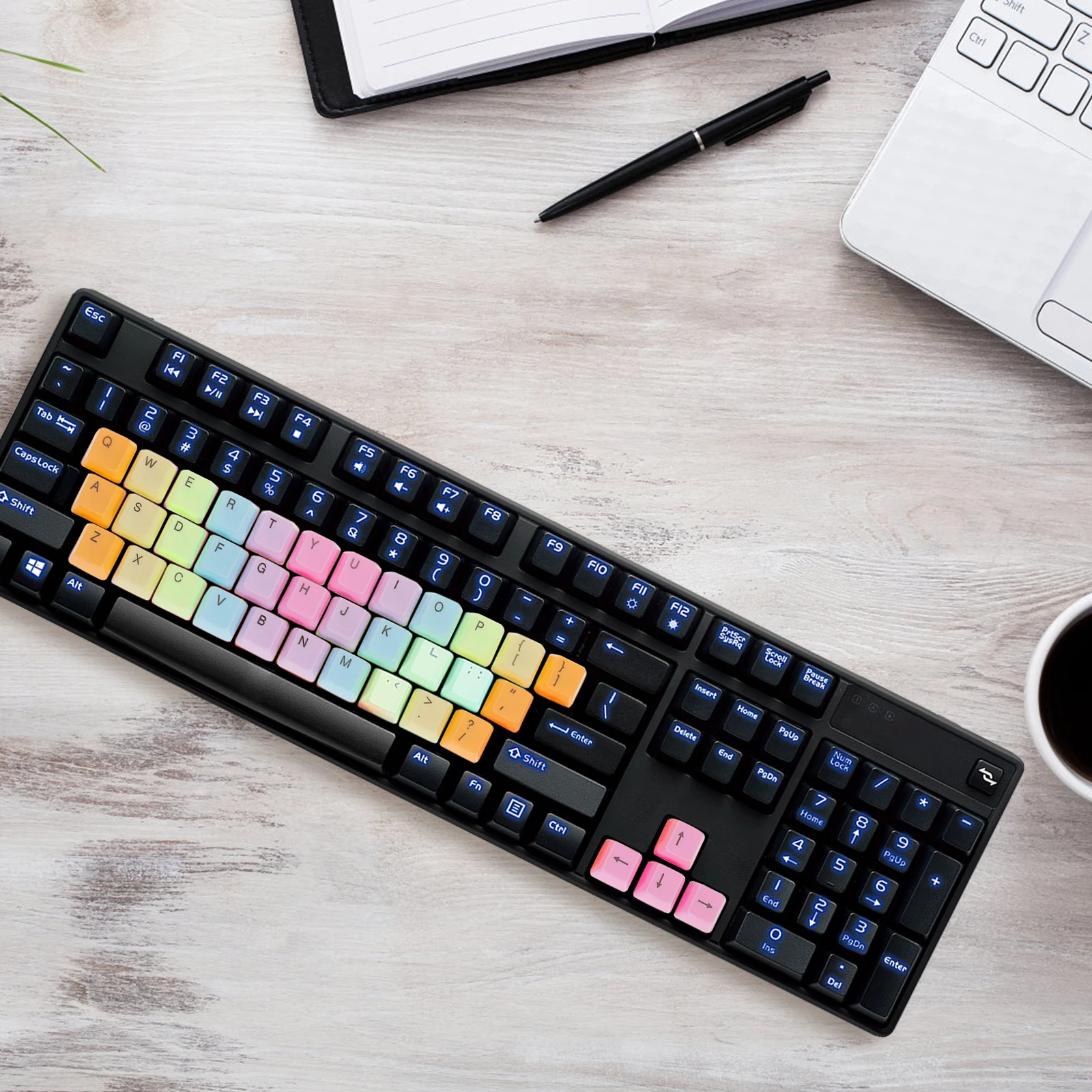

1 set Keycaps Mechanical Keyboard Cherry Style ABS Rainbow Color Scratch Resistant Keyboard Protector Decorative