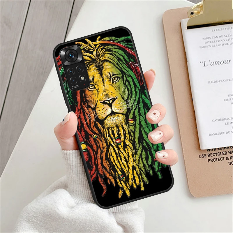 Bob Marley Rasta Lion Case For Xiaomi Redmi Note 12 Pro 8 9 10 11 Pro Note 12S 11S 10S 9S Redmi 12C 9C 10C Cover