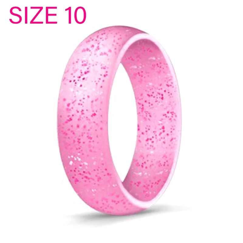 5.7mm Popular for Women Silicone Cool Rings Silicone Wedding Ring Environmental Pink Outdoor Sports RingX2 10