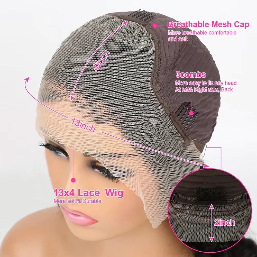 Umi 13x4 HD deep wave short Bob Wig Transparent Lace Frontal wigs Brazilians Remy 230% Density real 100% Human Hair 8-16 Inches