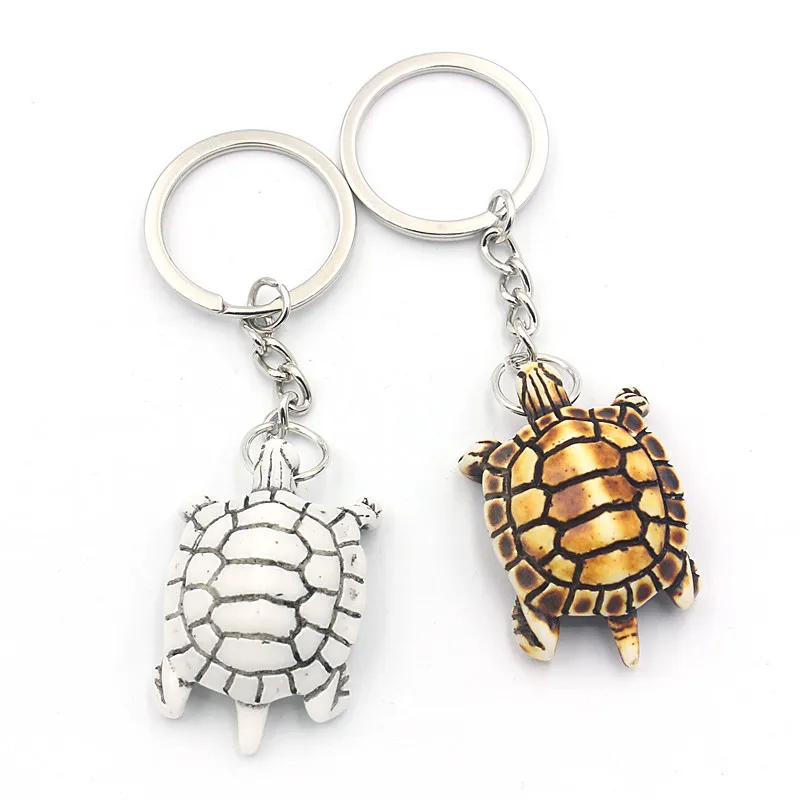 RUEMOY Imitation Bone Resin Turtle Keychain Retro Tortoise Shell Key Ring Artisan Look Bag Pendant Decor Ornament