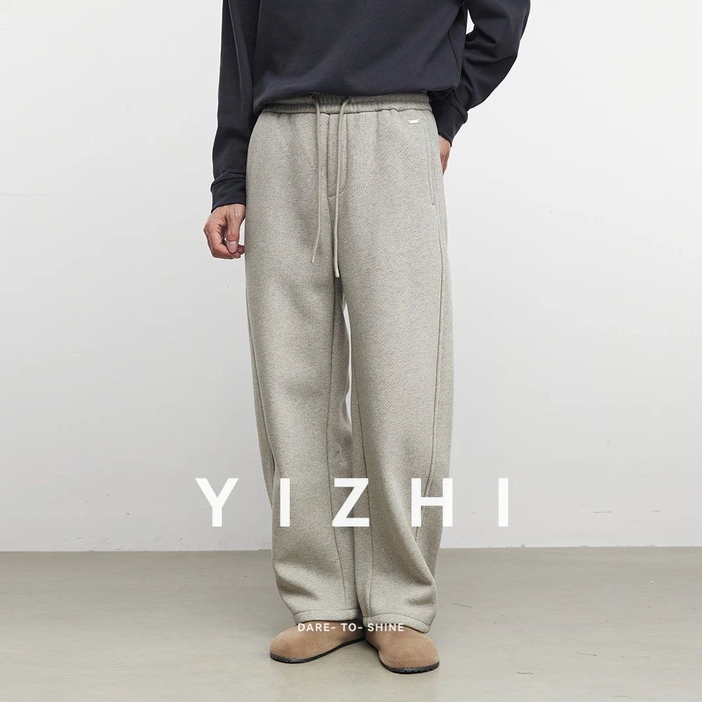 

Модные мужские повседневные брюки на флисовой подкладке, однотонные хлопковые спортивные штаны, осень-зима 2022, новые свободные прямые спортивные брюки