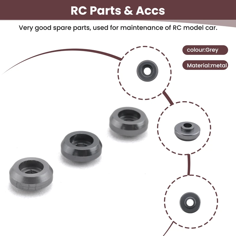 8Pcs Metal Connecting Rod Screw Gasket Shim Washer Rest for C14 C24 C34 C44 MN D90 D91 D99S RC Car,Grey [sgqu-Toy]