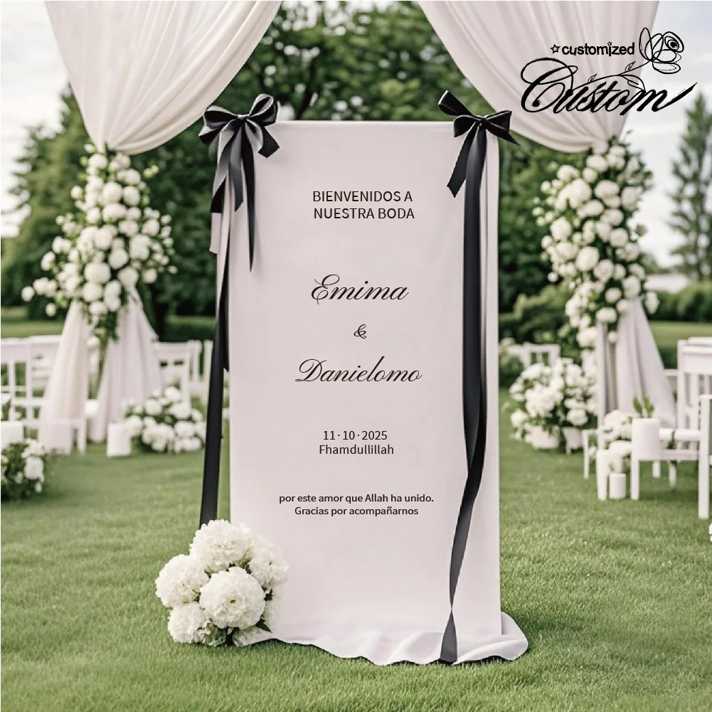 

Personalized Custom Wedding Welcome Sign, Fabric Wedding Welcome Sign, Custom Linen Wedding Ceremony Bohemian Wedding Welcome Sign, Ceremony Sign