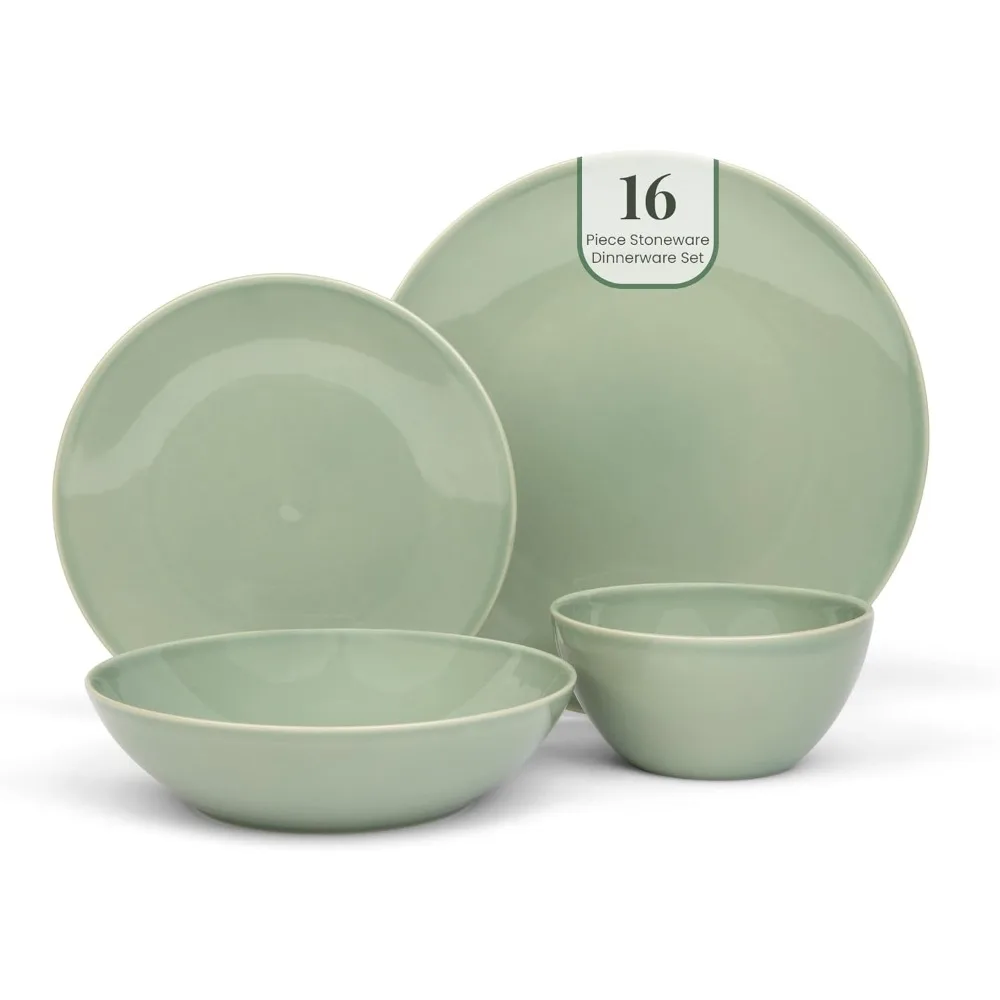 

Sage 16-Piece Stoneware Dinnerware Set for 4 by Larder & Vine